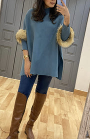 Gabriella Luxury Ponchu with Faux Fur wrap on Sleeves