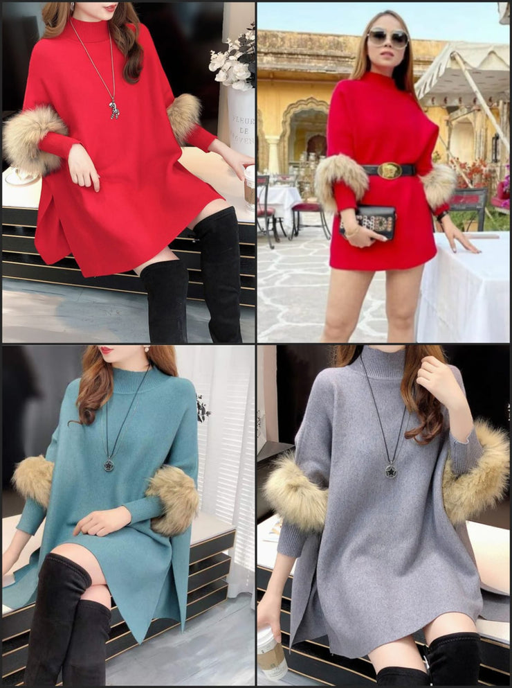 Gabriella Luxury Ponchu with Faux Fur wrap on Sleeves