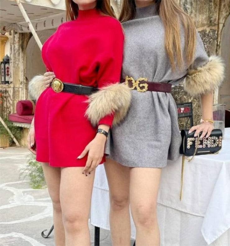 Gabriella Luxury Ponchu with Faux Fur wrap on Sleeves