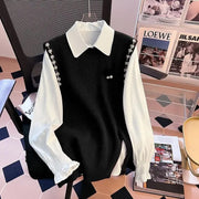 Ivy Luxury 3 pc Pullover Set ( Shirt + Sweater + Belt )