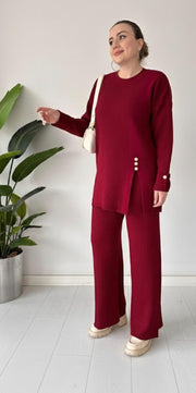 Buttoned heavy wool coord set