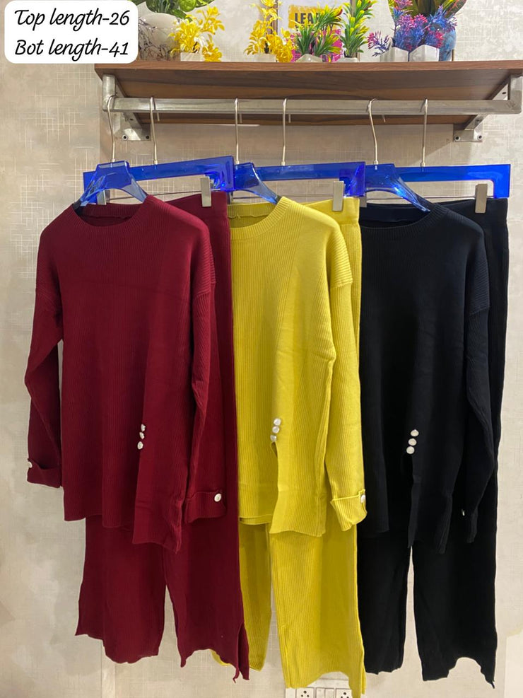 Buttoned heavy wool coord set