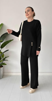 Buttoned heavy wool coord set