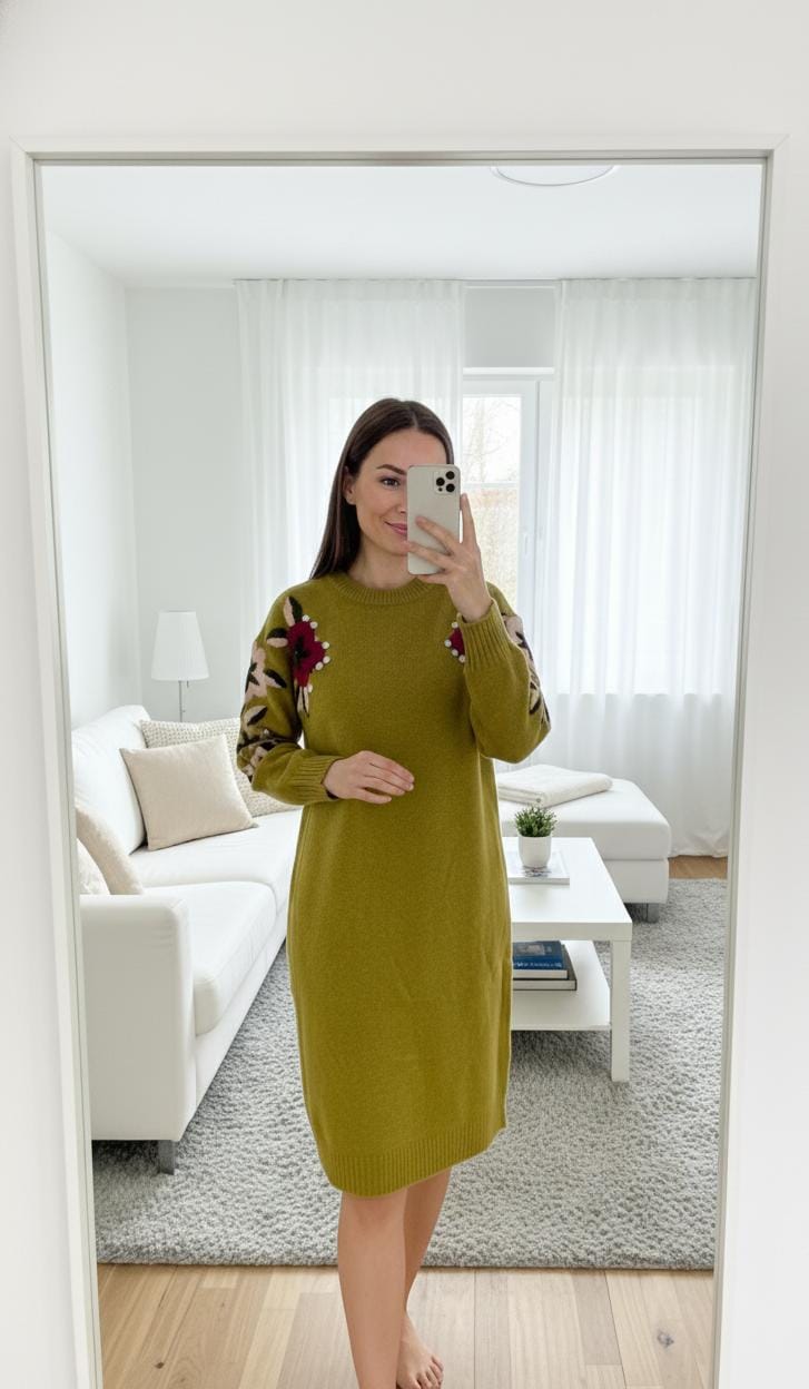 Embroidered woolen dress