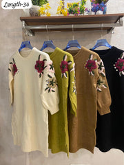 Embroidered woolen dress