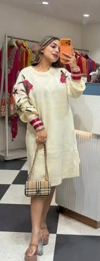 Embroidered woolen dress