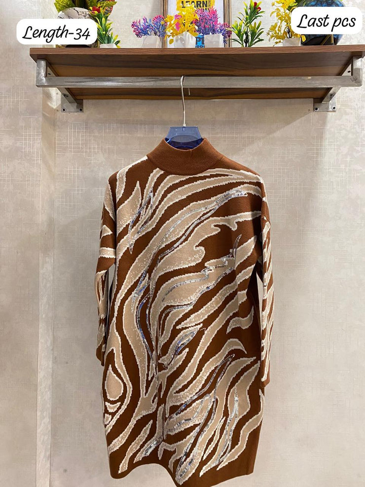 Designer Pattern Embellished Sweater Tunic