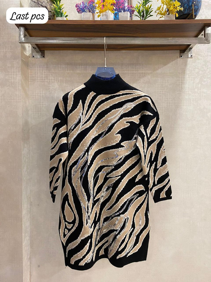 Designer Pattern Embellished Sweater Tunic