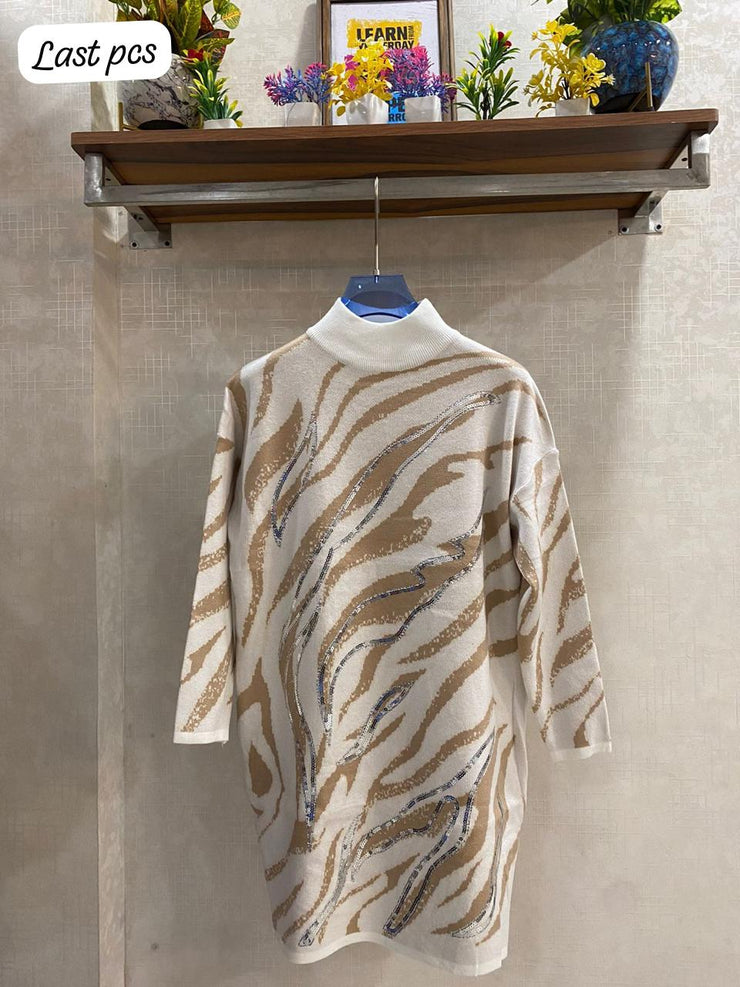 Designer Pattern Embellished Sweater Tunic