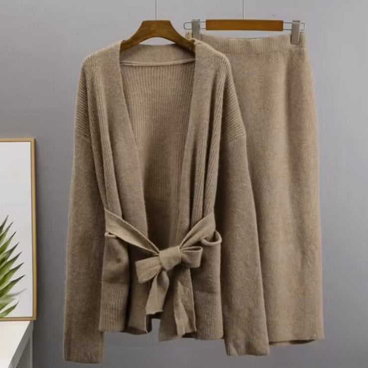 Cozy Knitted Cardigan & Skirt Co-Ord Set