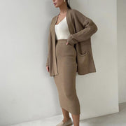 Cozy Knitted Cardigan & Skirt Co-Ord Set