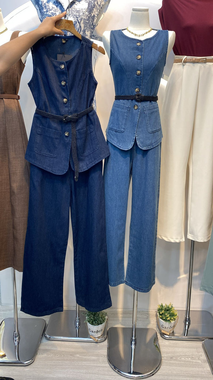 Women’s Sleeveless Denim Co-ord Set