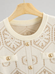 Geometric Pattern Long Knitted Cardigan