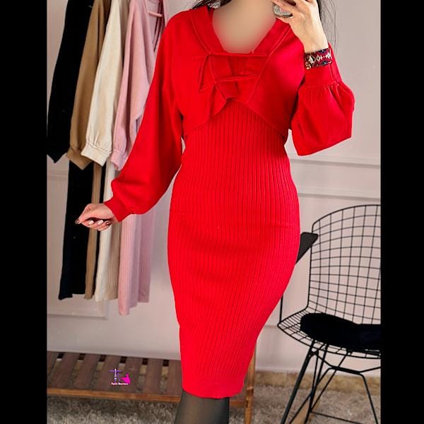 Knit Bodycon Sweater Dress with Cropped Overlay