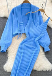 Knit Bodycon Sweater Dress with Cropped Overlay