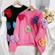 WINTER WARM SOFT WOOL CASHMERE Cardigon with crochet flowers
