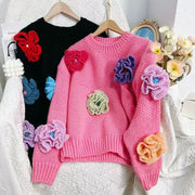 WINTER WARM SOFT WOOL CASHMERE Cardigon with crochet flowers