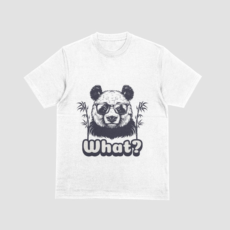 Cool Panda 'What?' T-Shirt – Funny Graphic Tee for All Ages - White
