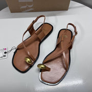 ZARA burgundy strappy flat sandals
