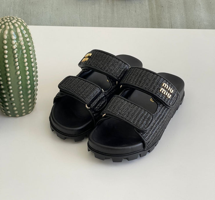 MIU MIU SANDALS - BLACK