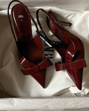 ZARA Patent Slingback Heels with Bow Detail