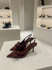 ZARA Patent Slingback Heels with Bow Detail