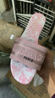 Christian Dior Dway Pink Toile de Jouy Slides