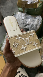 Louis Vuitton Embroidered Monogram Slide Sandals