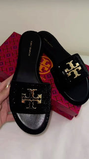Tory Burch Black Miller Cloud Slide Sandals