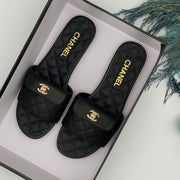 Chanel Quilted Slide Sandals  Black