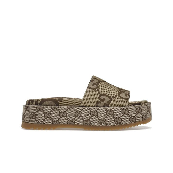 Gucci GG Monogram Platform Slides Beige