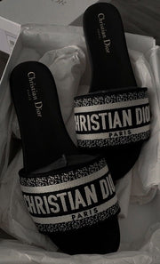 Christian Dior Paris Embroidered Slide Sandal Black