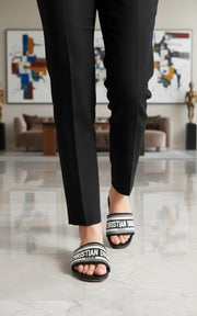 Christian Dior Paris Embroidered Slide Sandal Black