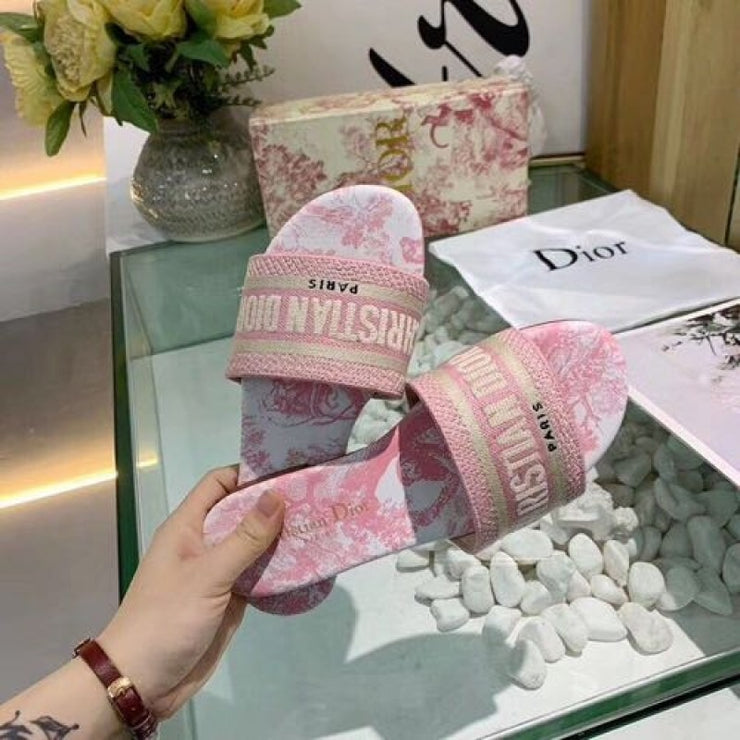 Christian Dior Dway Pink Toile de Jouy Slides