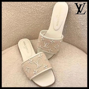 Louis Vuitton Embroidered Monogram Slide Sandals