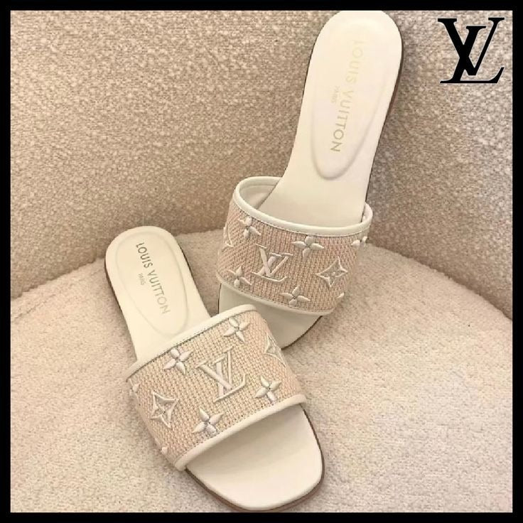 Louis Vuitton Embroidered Monogram Slide Sandals
