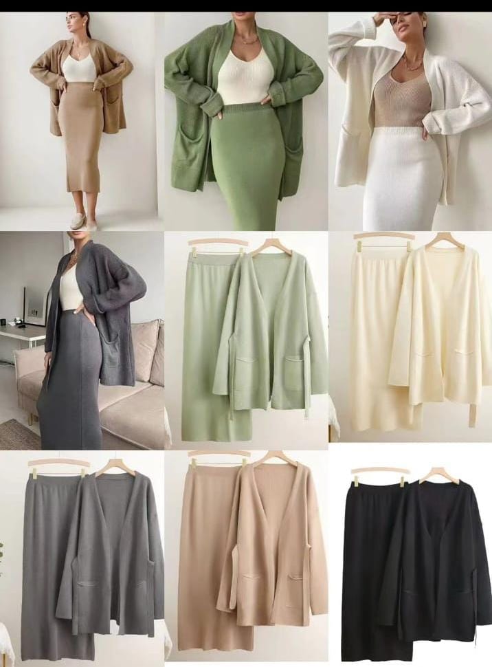Cozy Knitted Cardigan & Skirt Co-Ord Set